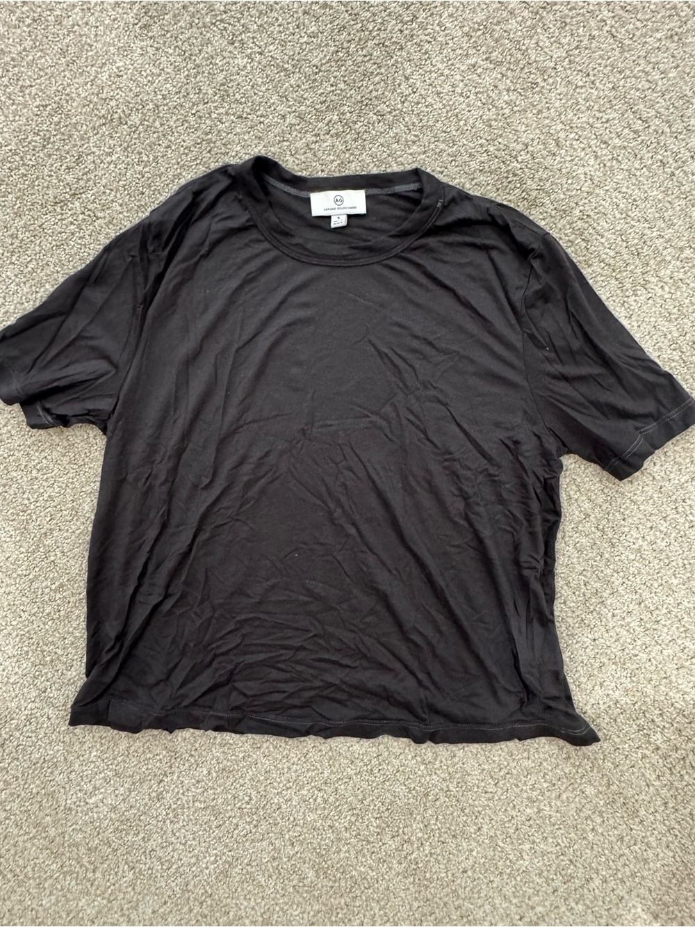 Ag Adriano Goldschmied Black Crew Neck Short Sleeve Tee